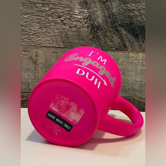 Im Engaged Duh Coffee Mug Cup Hot Pink Creative Coop Bride Engagement Art Deco - Picture 3 of 3
